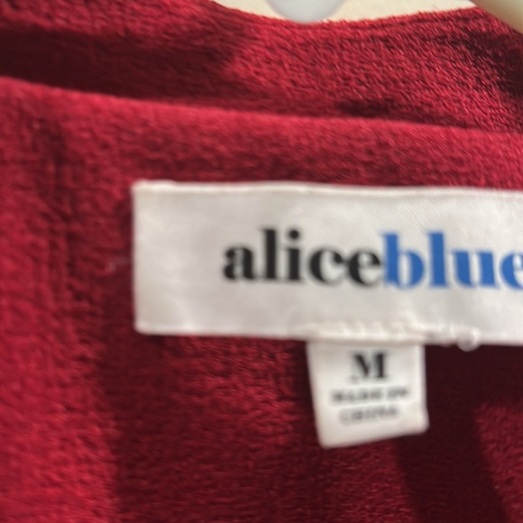 Alice Blue red textured drape open lapel Blazer lined ruched 3/4 sleeves size M - Picture 5 of 8